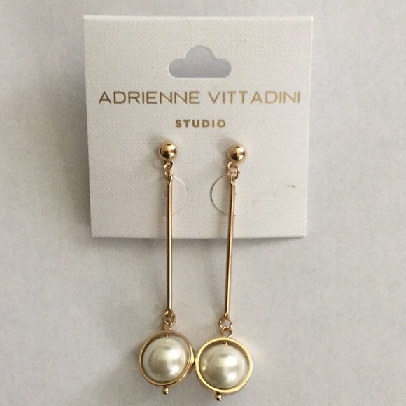 NWT Adrienne Vittadini Studio Drop Pearl Earrings - Picture 3 of 6